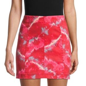 Free People Denim Red Tie Dye Skirt size 2